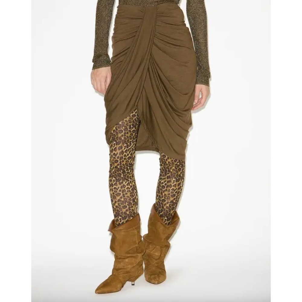 NWT Isabel Marant Anny Bronze Draped Asymmetric Midi Skirt 40 US 8 Lagenlook